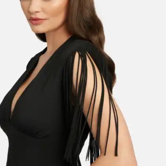 NEW WITH TAGS BEBE FESTIVAL FRINGE KNIT DRESS XXS - Picture 3 of 10